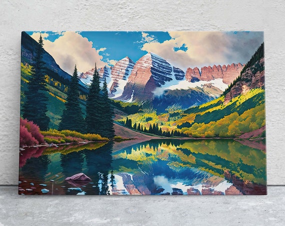 Aspen Colorado Mountains Art Ready To Hang Large Print Oil Painting Landscape