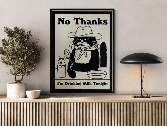 Funny Cowboy Cat, Quirky Feline Painting