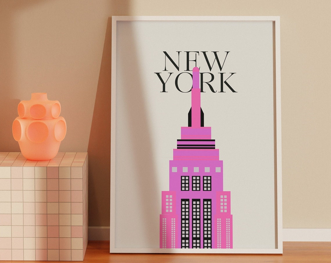 New York City Travel Printcute Trendy Wall Artnyc Travel Exhibition Printdigital Art Downloadpreppy Nyc Postertrendy New York Art