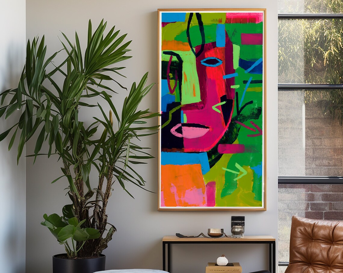 Fauvist Color Block Face Vertical Modern Abstract Portrait Poster