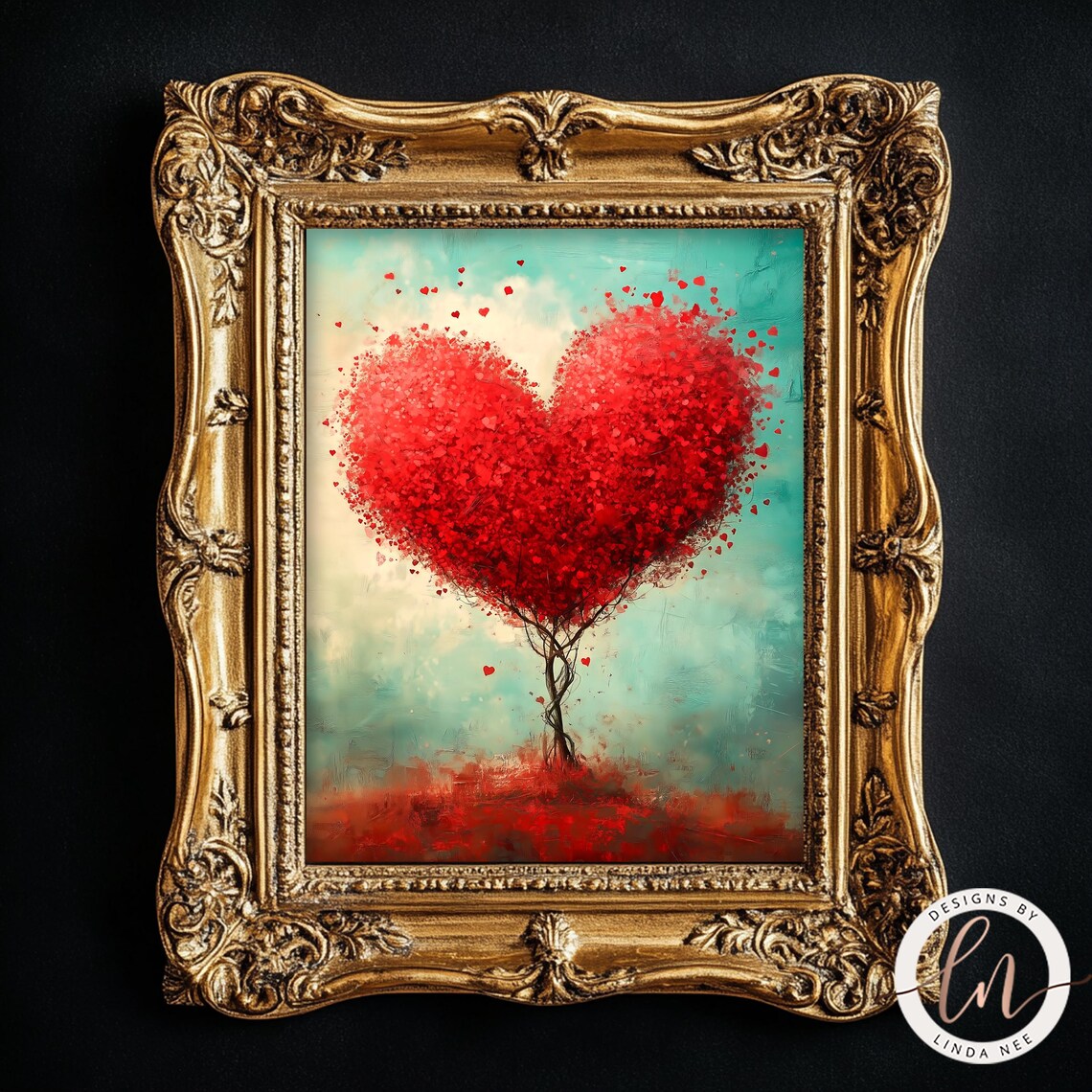 Whimsical Heart Tree Valentine's Day Love Art Print - Image 3