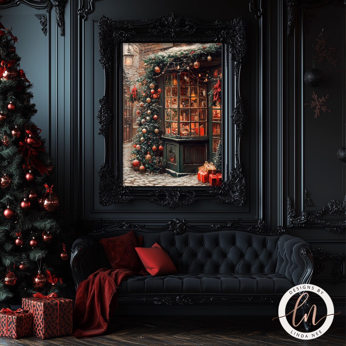 Victorian Christmas Tree, Dark Academia Wall Art Print - Image 3