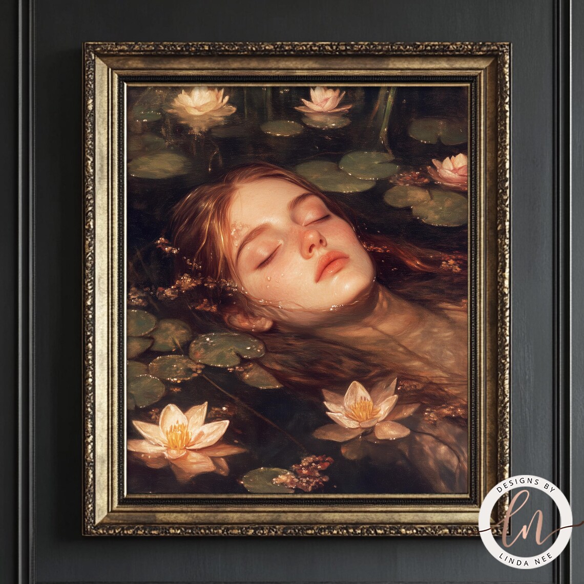 Ophelia Drowning, Vintage Gothic Wall Art Print - Image 2