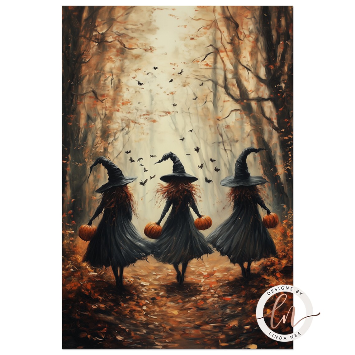 Fall Witches in the Forest, Witchcore Art Print - Image 2