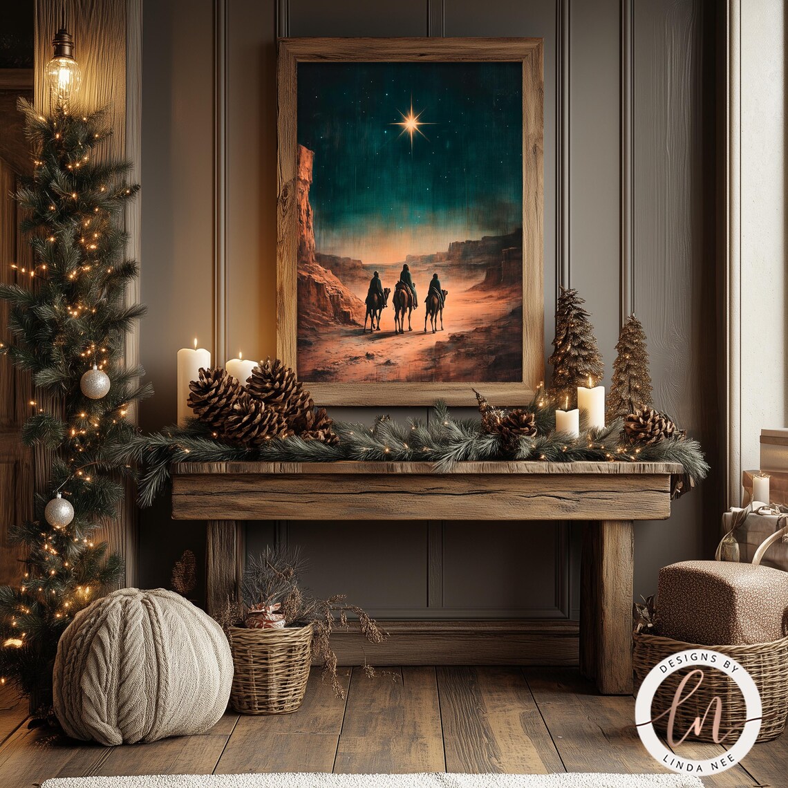 Star Of Bethlehem and Three Wise Men Art Print - Image 2