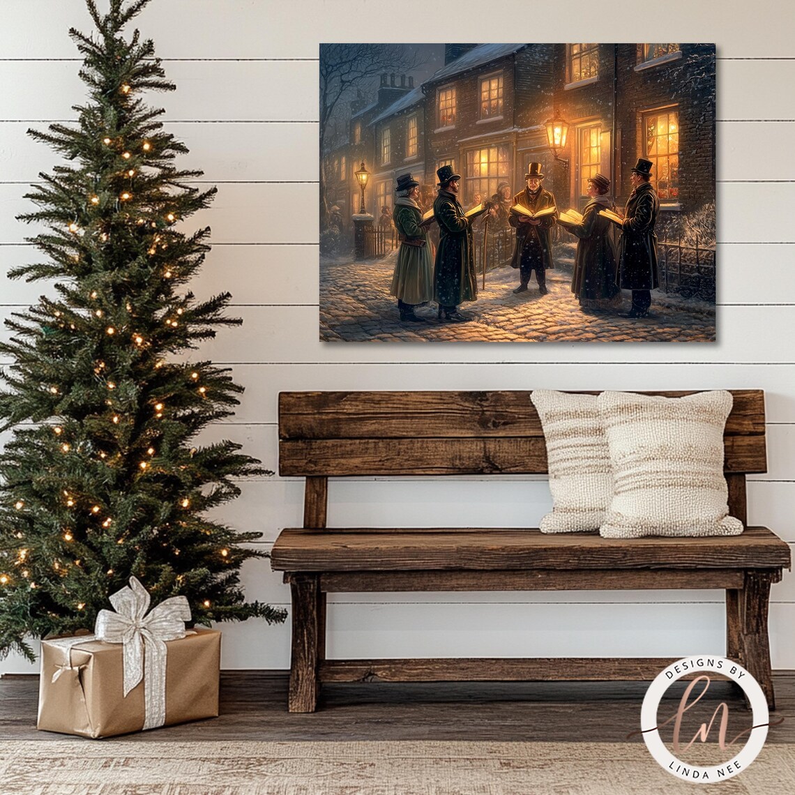 Victorian Christmas Carolers, Vintage Village Art Print - Image 3