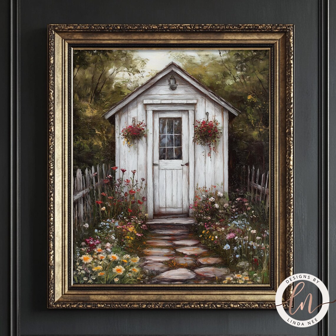 Vintage Garden Cottage, Rustic Farmhouse Art Print - Image 4