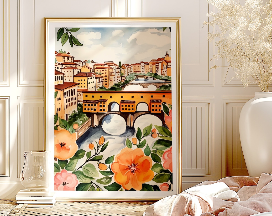 Ponte Vecchio Florence Italy Travel Poster, Tuscany
