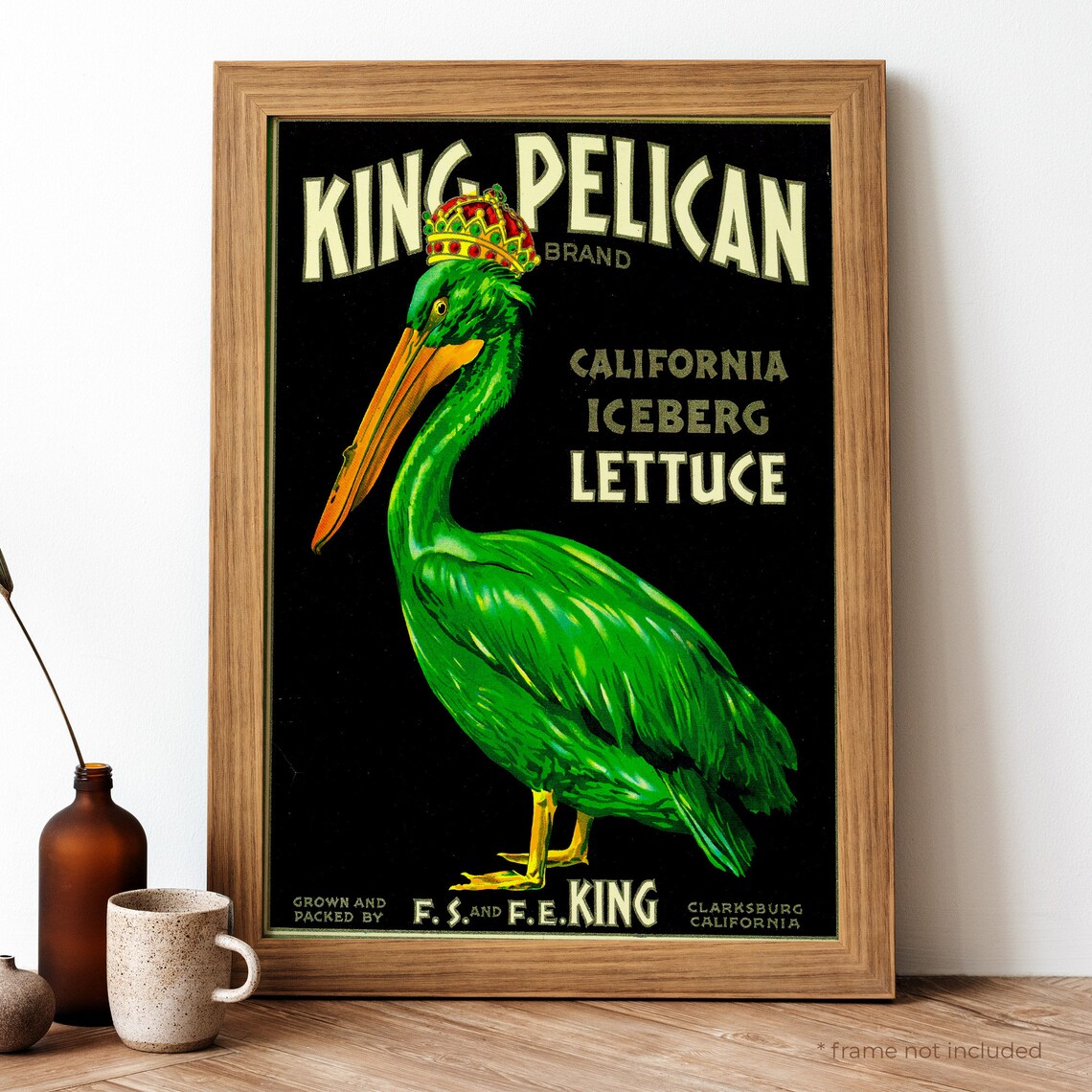 King Pelican Vintage Poster, Retro Bird Art Print