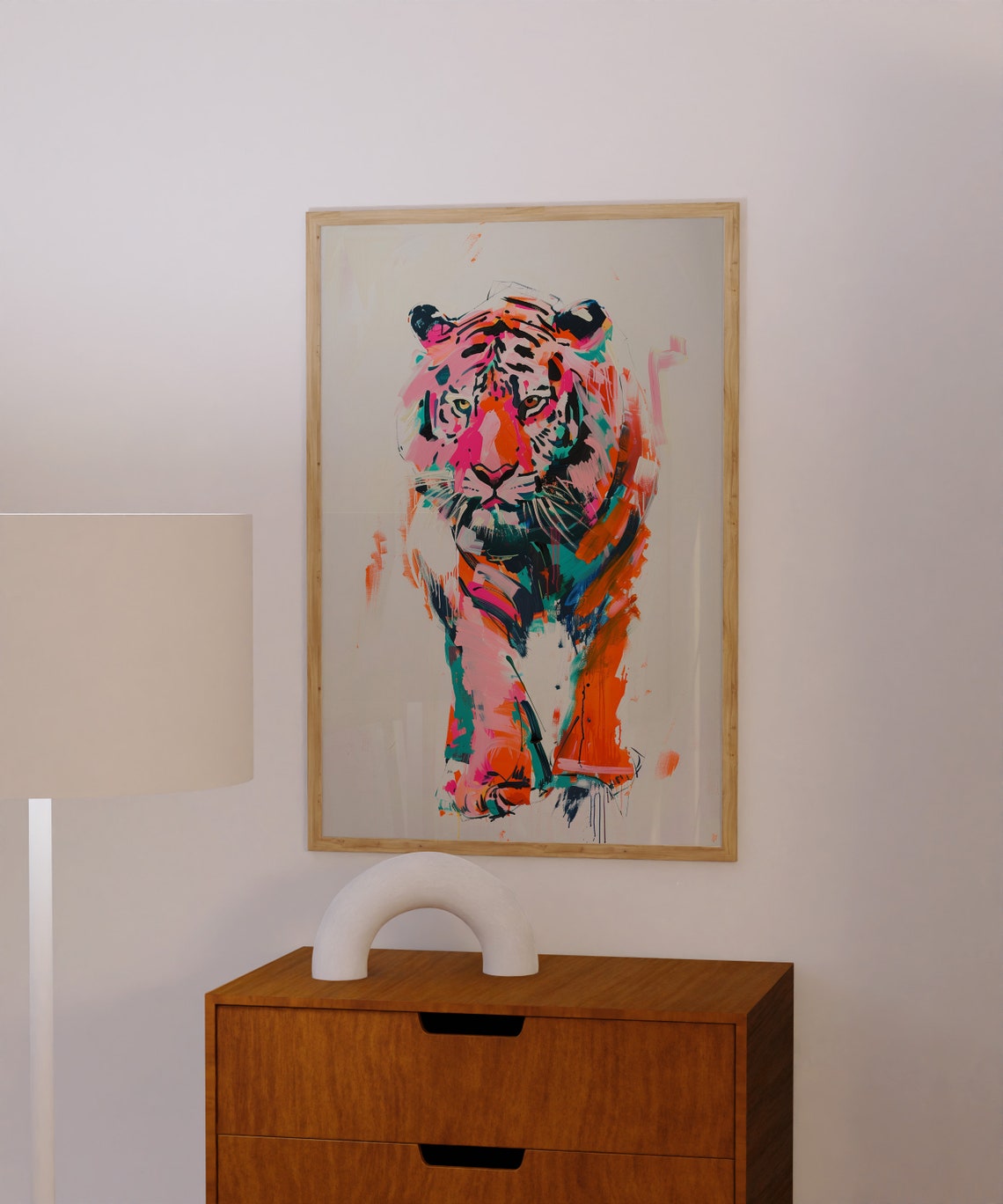 Colorful Abstract Tiger Walking Expressive Brushwork Art Poster - Image 2