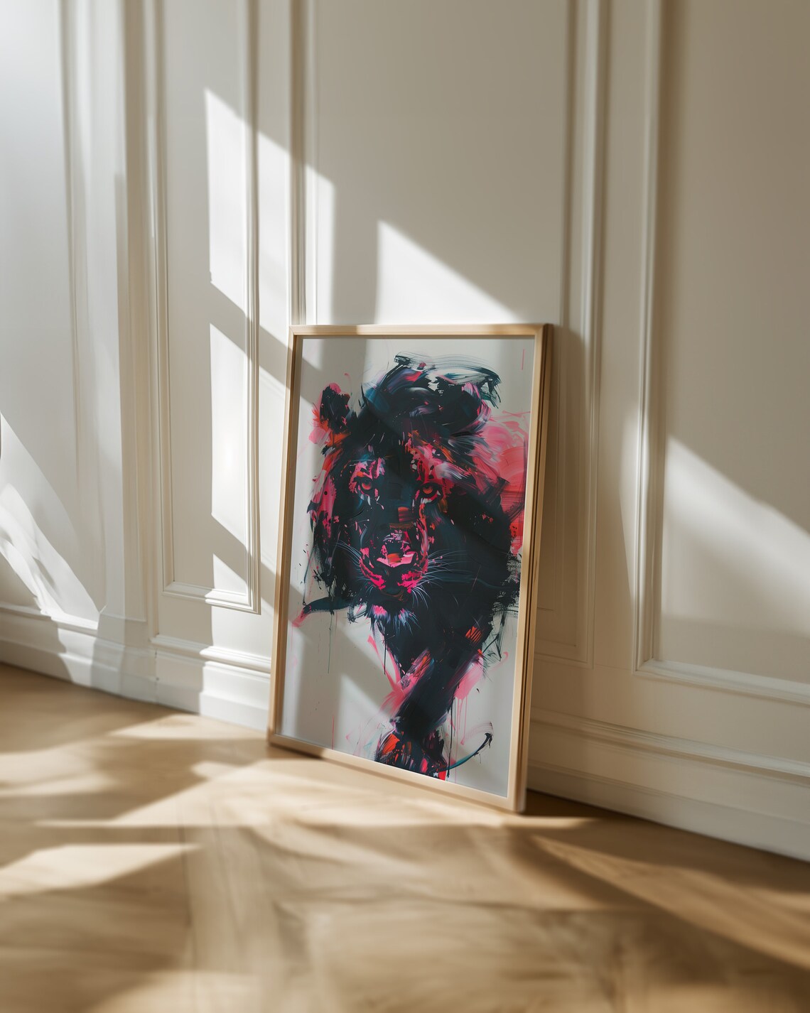 Abstract Lion Poster, Black and Pink Aesthetic Art Print - Image 3