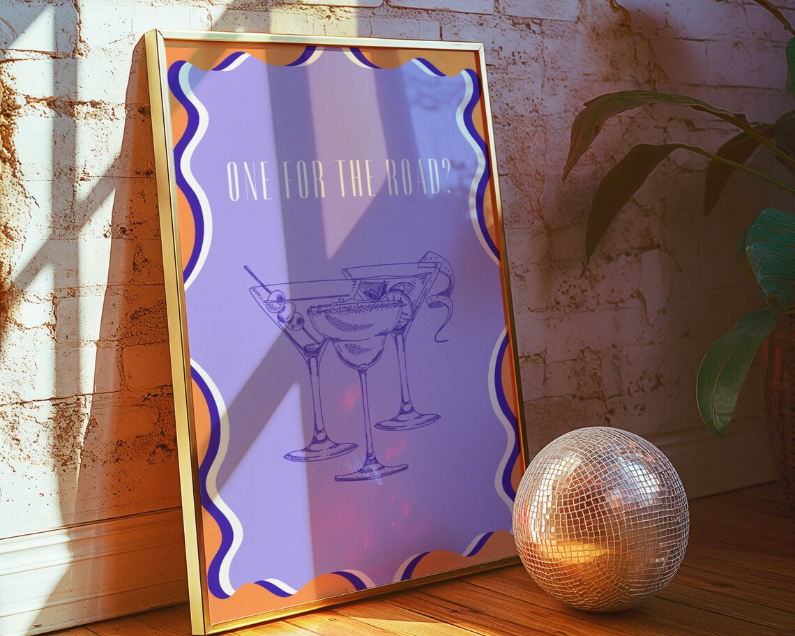 One For The Road, Retro Maximalist Cocktail Art Print - Image 5