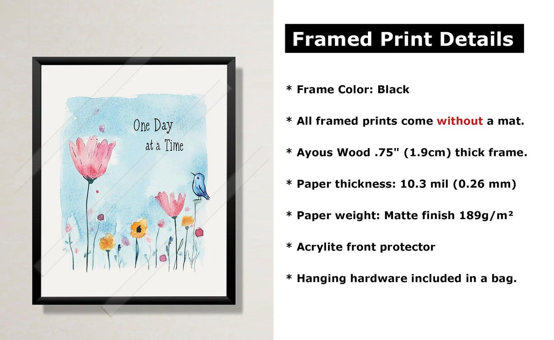 One Day At A Time Wildflower Meadow Bluebird Watercolor Poster - Image 2