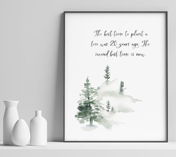 Chinese Proverb Wisdom Quote, Tree Planting Art Print