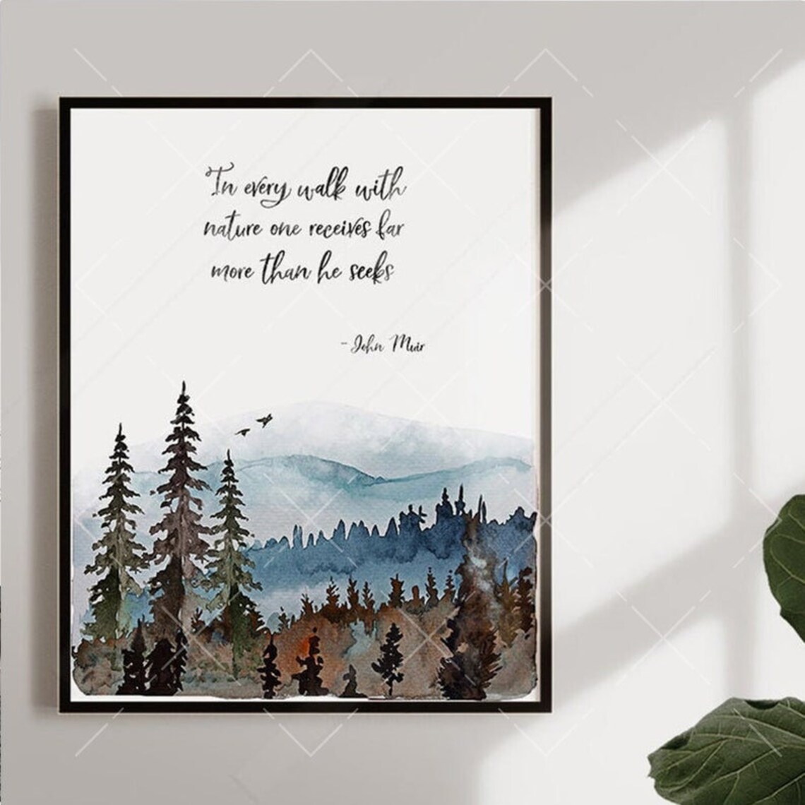 John Muir Nature Quote, Watercolor Poster Print