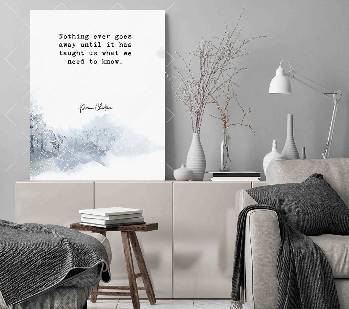 Pema Chodron Nothing Ever Goes Away Winter Watercolor Quote Poster - Image 3