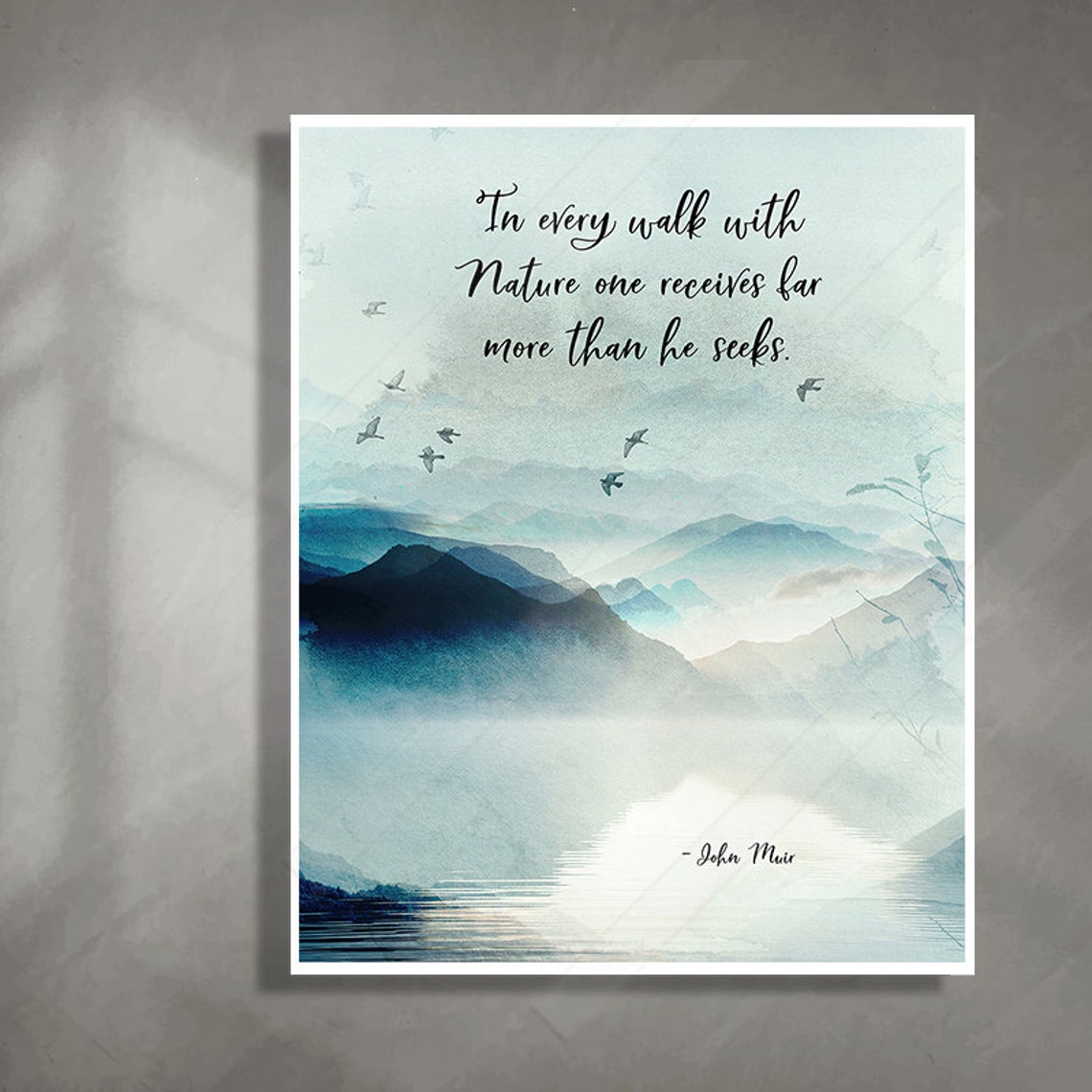 John Muir In Every Walk With Nature Misty Mountains Watercolor Poster