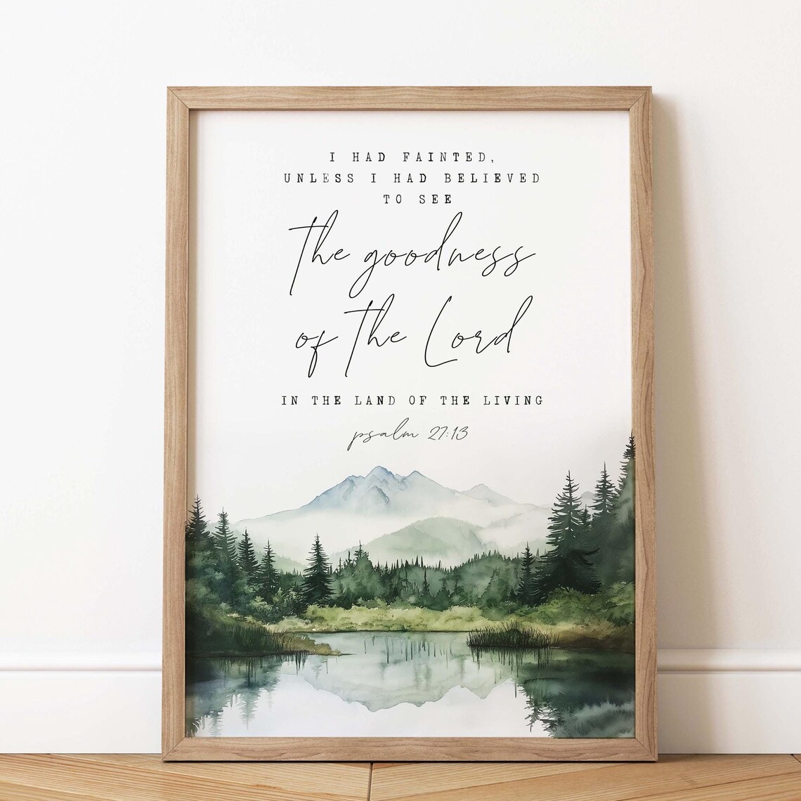 The Goodness of the Lord Psalm 27:13 Misty Mountain Lake Poster - Image 2