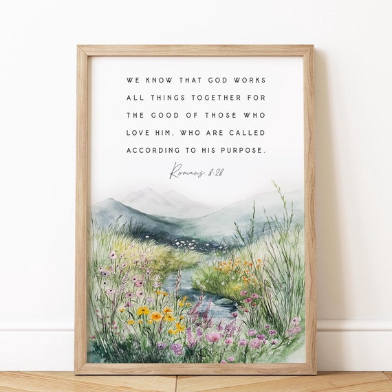 Romans 8:28 Bible Verse Wall Art Print