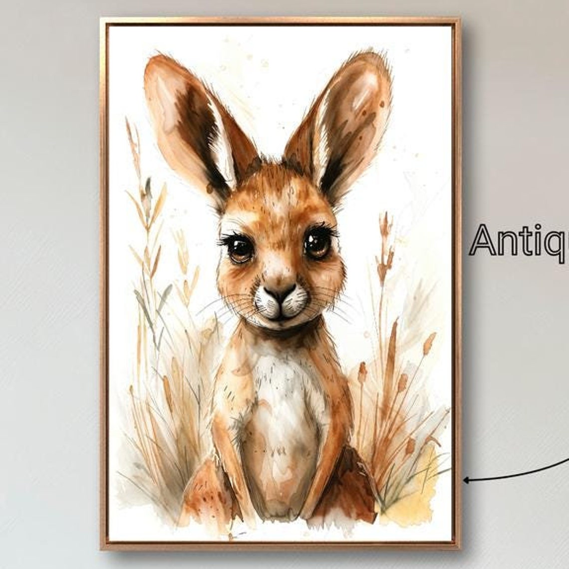 Adorable Baby Kangaroo Watercolor Australian Wildlife Poster