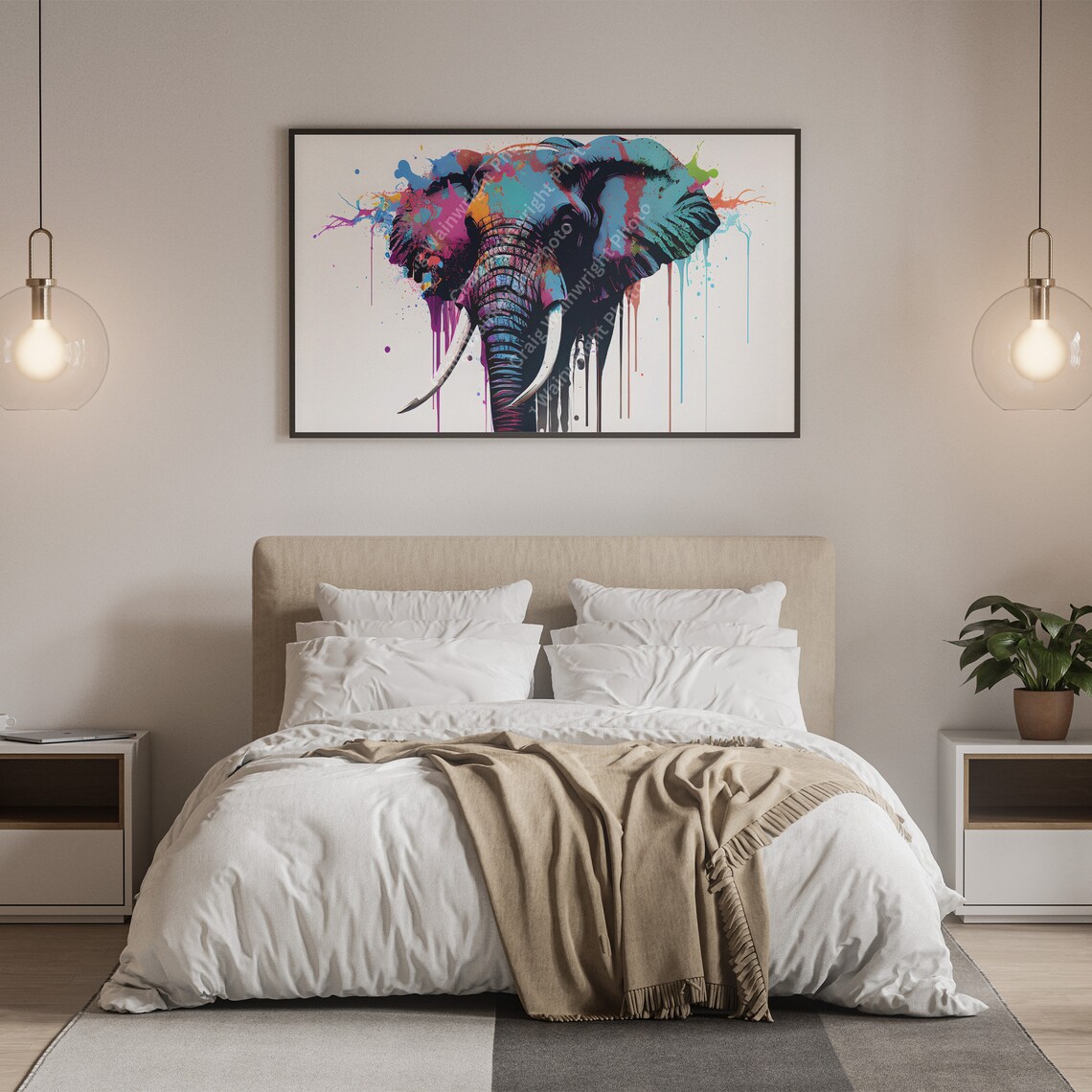 Elephant Colorful Splash Paint Portrait African Wildlife Poster - Image 3