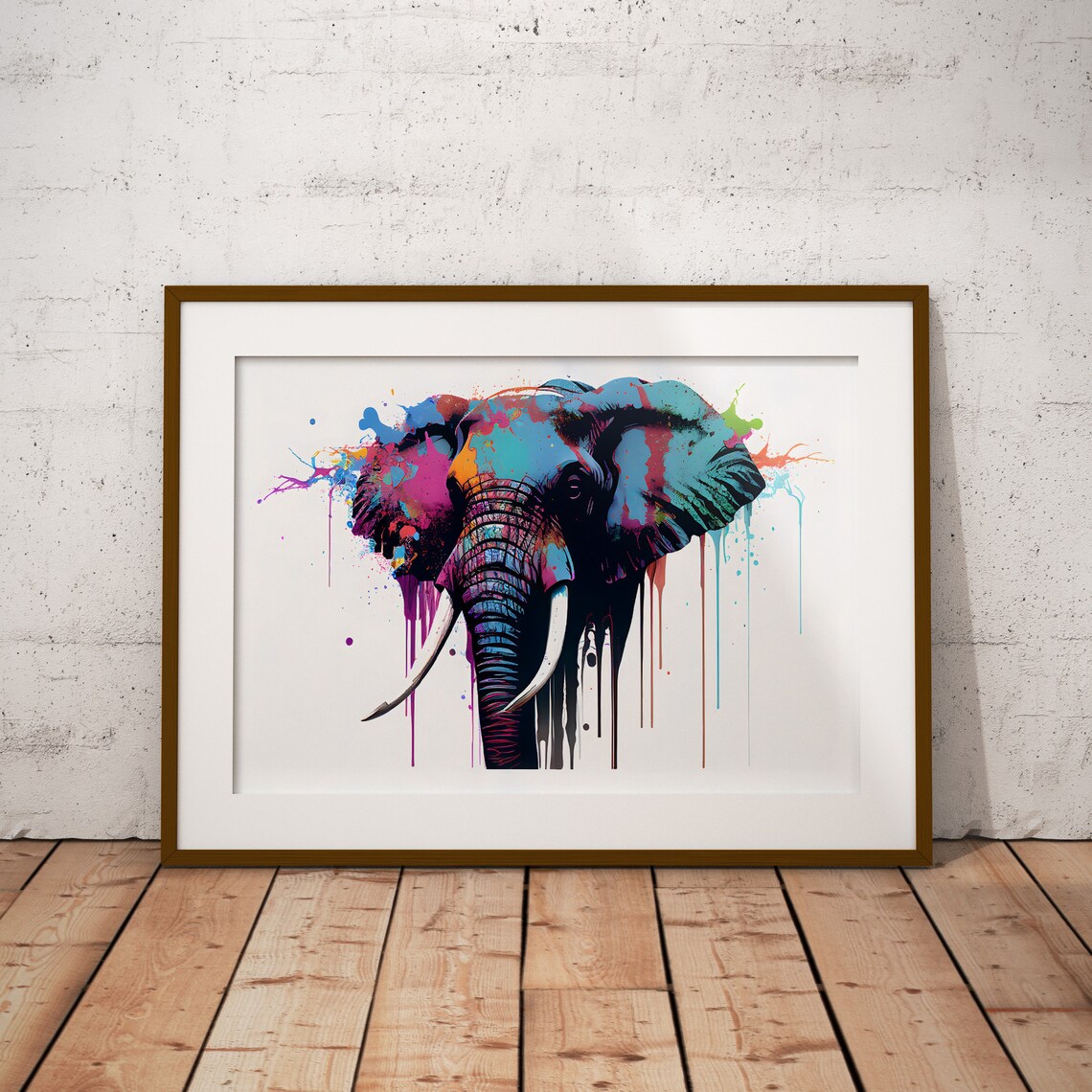 Elephant Colorful Splash Paint Portrait African Wildlife Poster - Image 2
