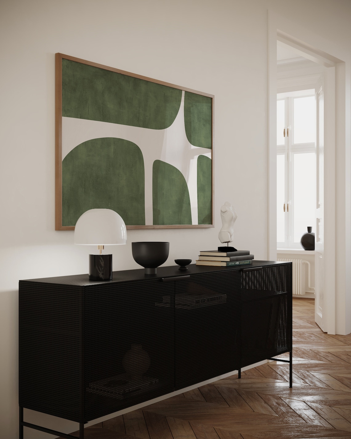 Modern Green Beige Minimalist Mid-Century Poster - Image 6