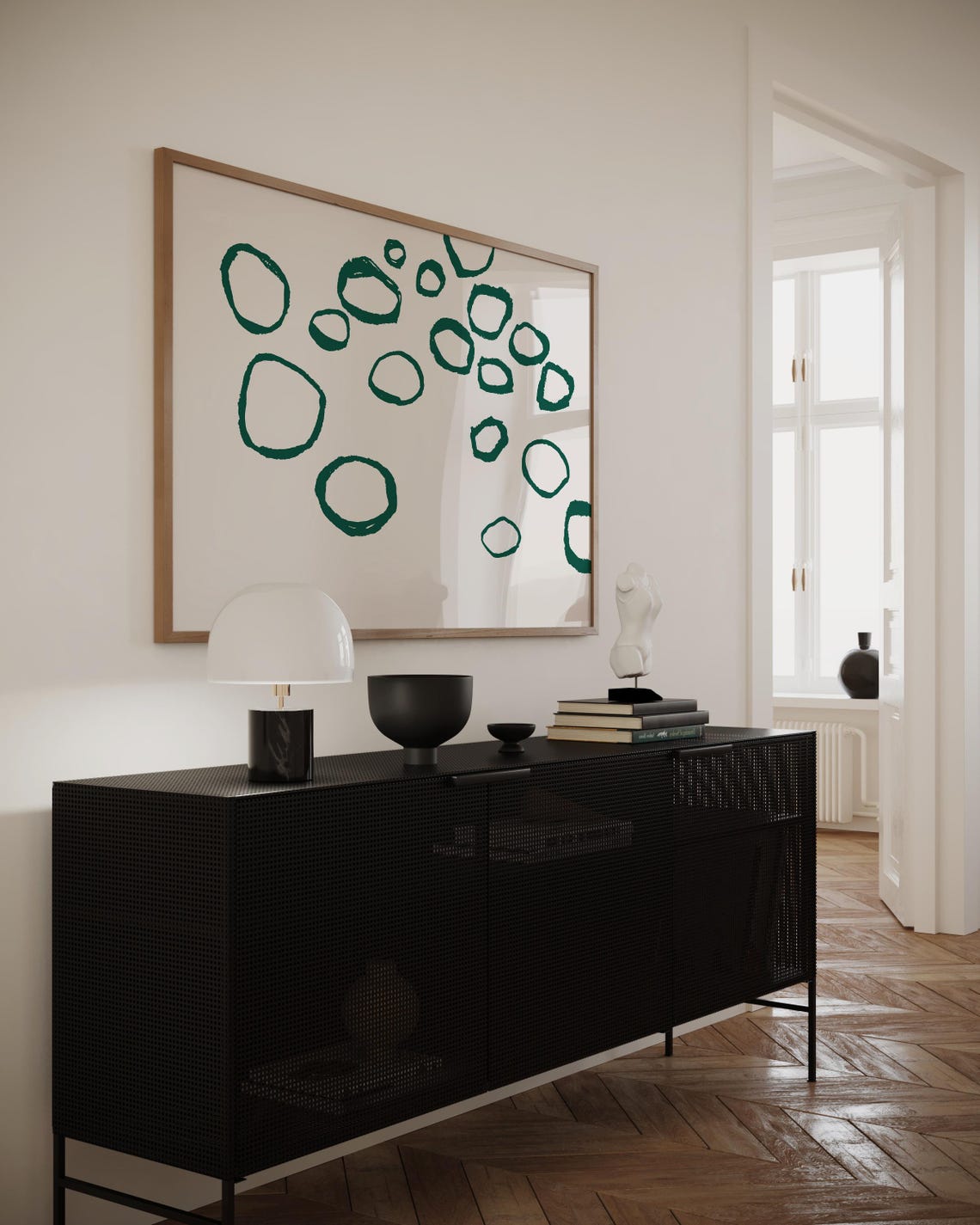 Green Organic Circles Line Minimalist Modern Abstract Poster - Image 2