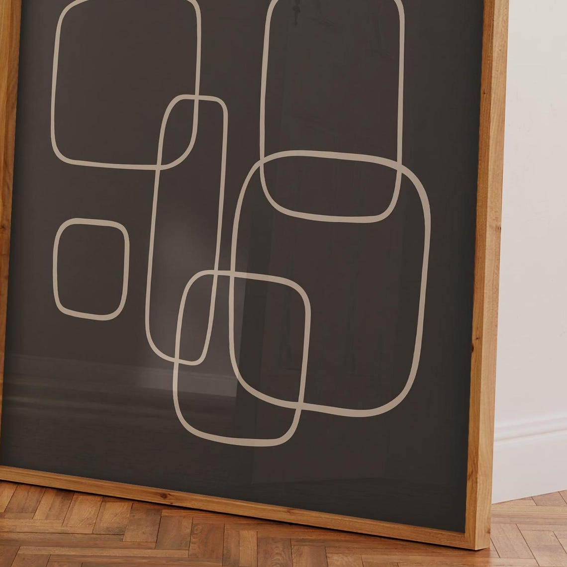 Black and White Midcentury Geometric Squares Abstract Art Poster - Image 3