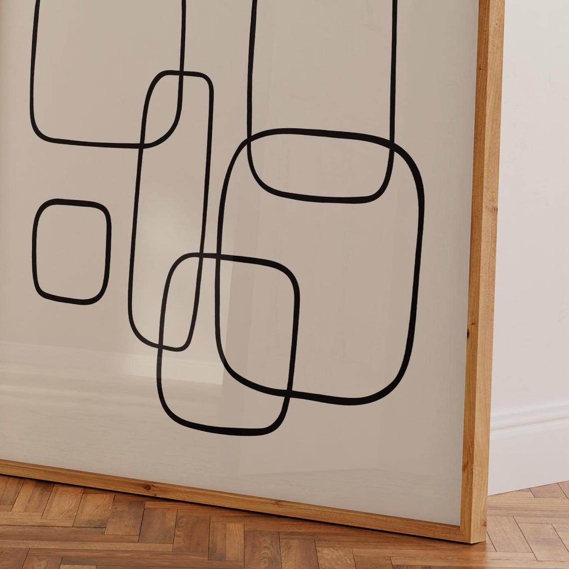 Black Interlocking Rounded Squares Square Minimalist Art Print - Image 3