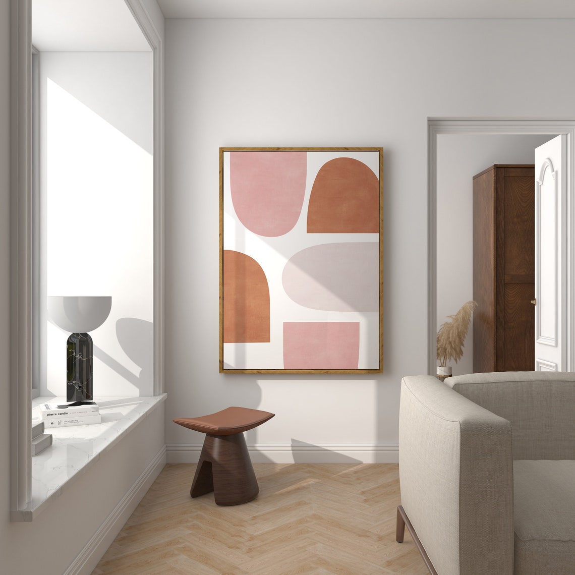 Minimalist Terracotta Pink Rounded Shapes Abstract Soft Pastel Poster - Image 2