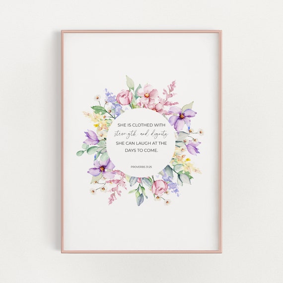 Proverbs 3125 Bible Verse Wall Art With Watercolor Wildflowers Floral Christian Woman Mom Scripture Artwork
