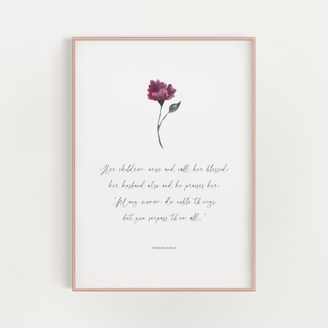 Proverbs 31:28-29 Bible Verse Art Print, Mother's Day