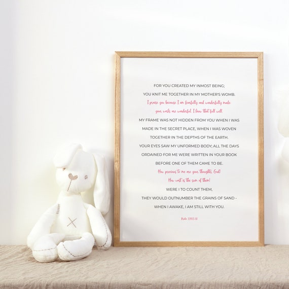 13913 18 Fearfully And Wonderfully Made Nursery Bible Verse Wall Art Girls Room Minimalist Christian Nursery Scripture Decor
