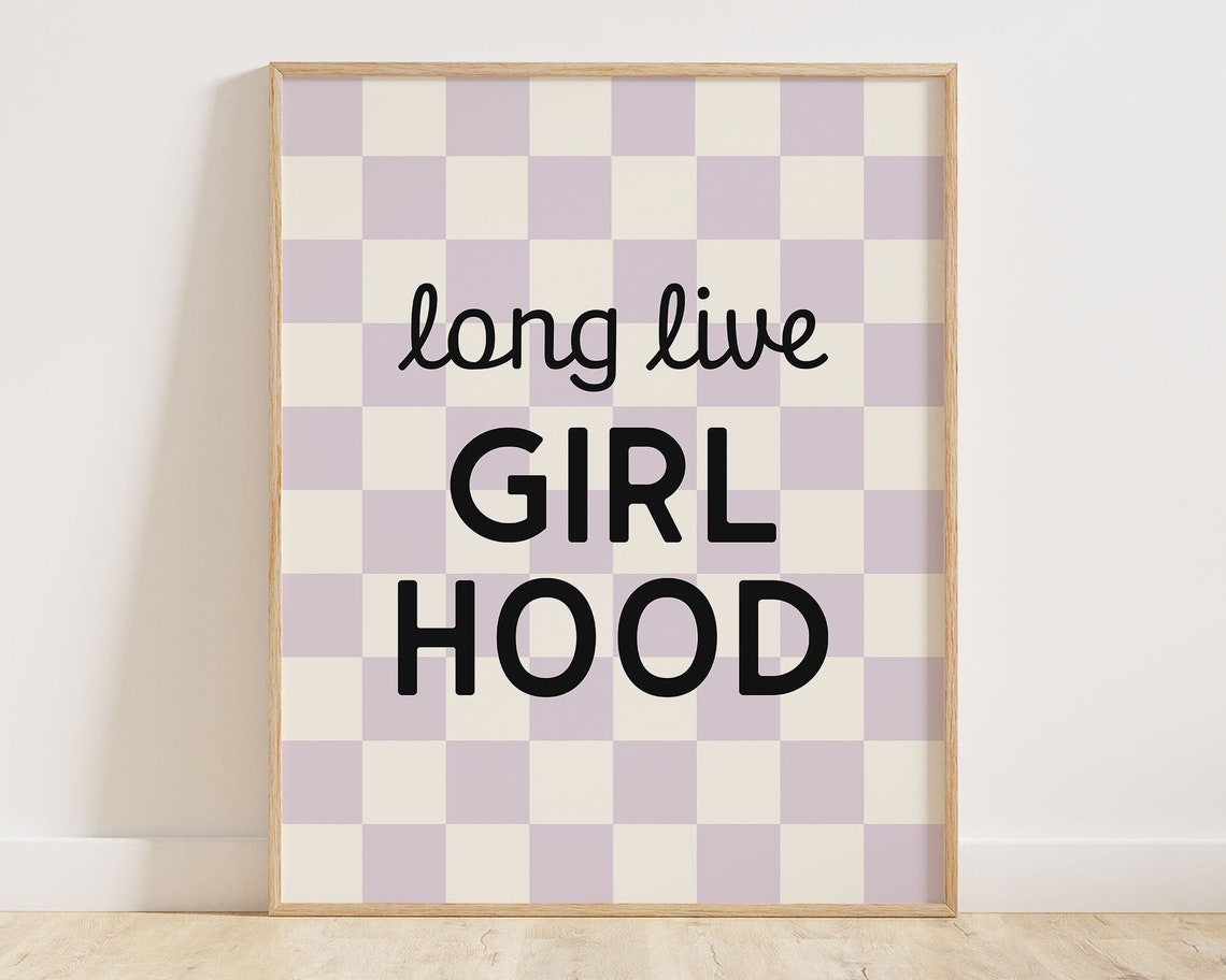 Long Live Girlhood Wall Art Retro Checker Toddler Girls Room Decor Kids Trendy Wall Art Preppy Room Decor Y2k Decor - Image 2