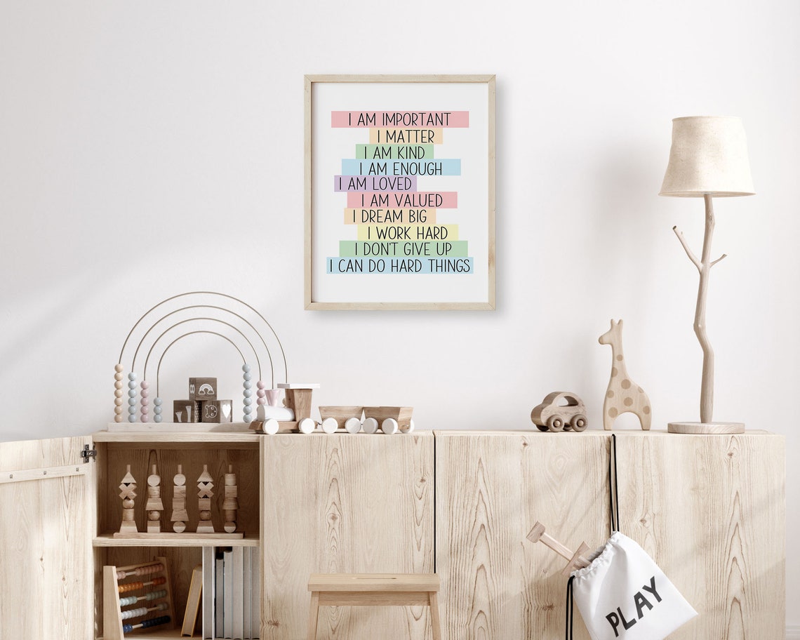 Pastel Daily Affirmations Wall Art Kids Affirmation Poster Classroom Decor Rainbow Affirmation Wall Art - Image 3