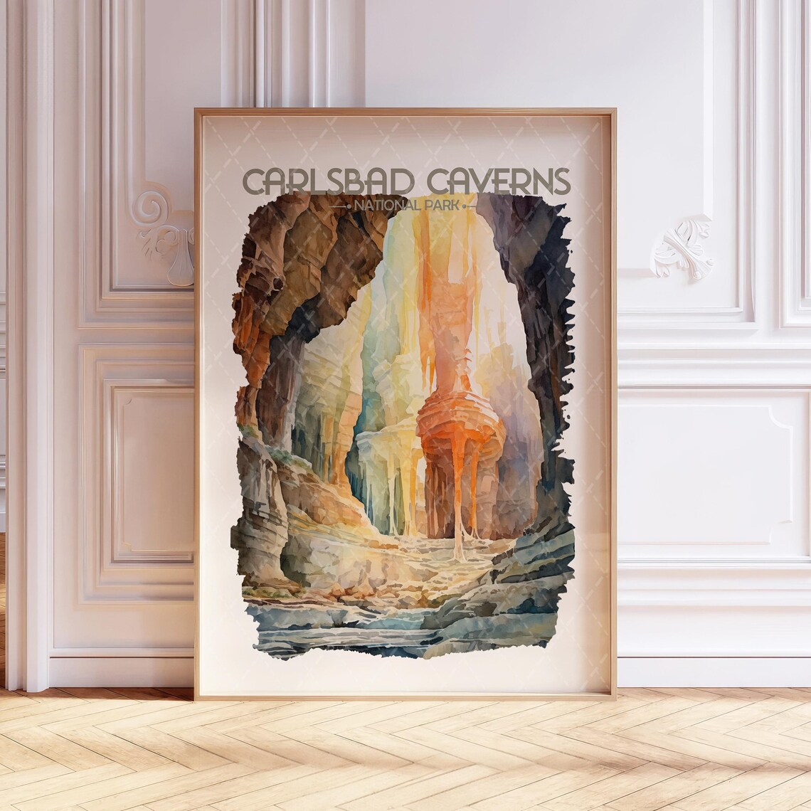 Carlsbad Cavern National Park Watercolor Travel Poster