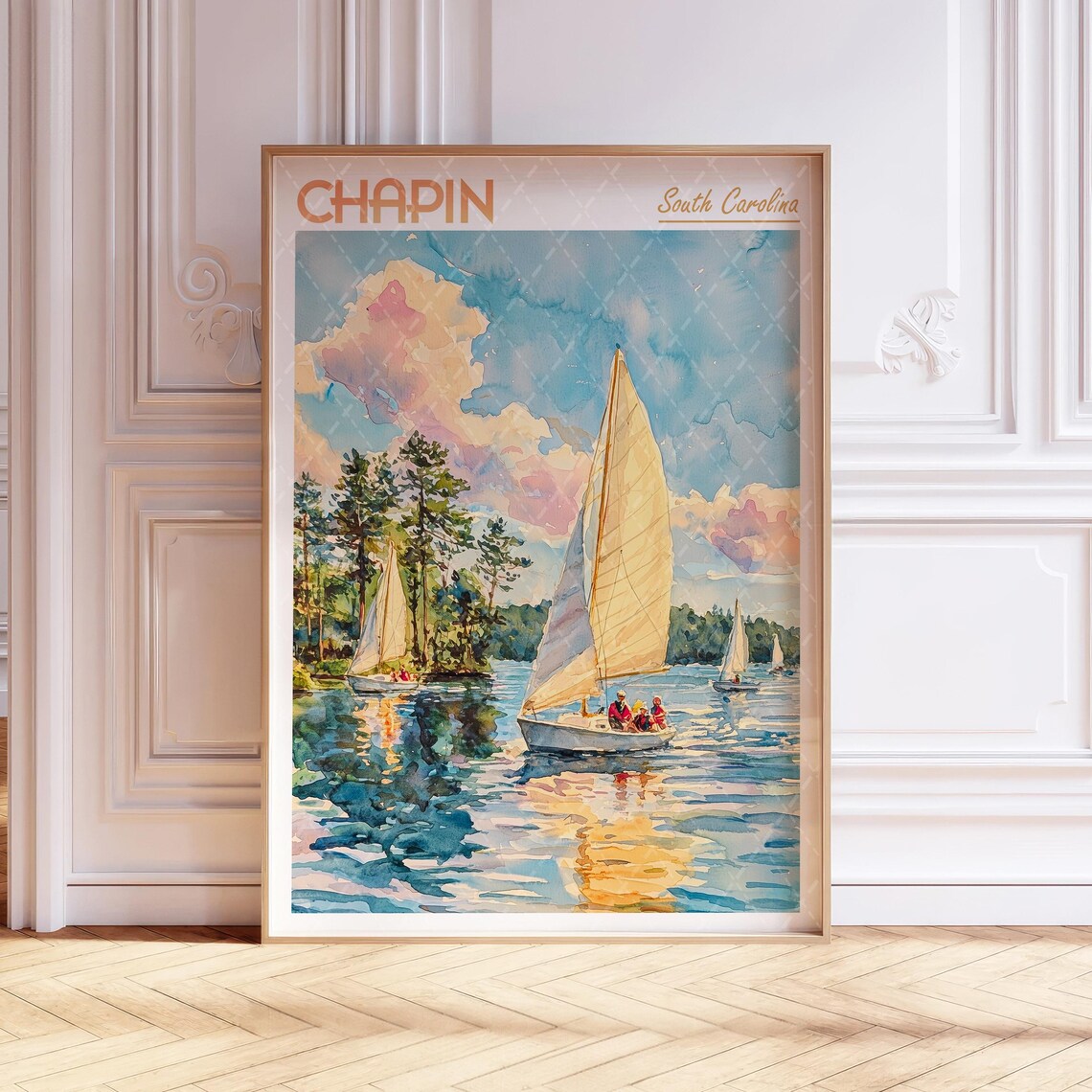 Chapin Watercolor Travel Poster, Lexington South Carolina