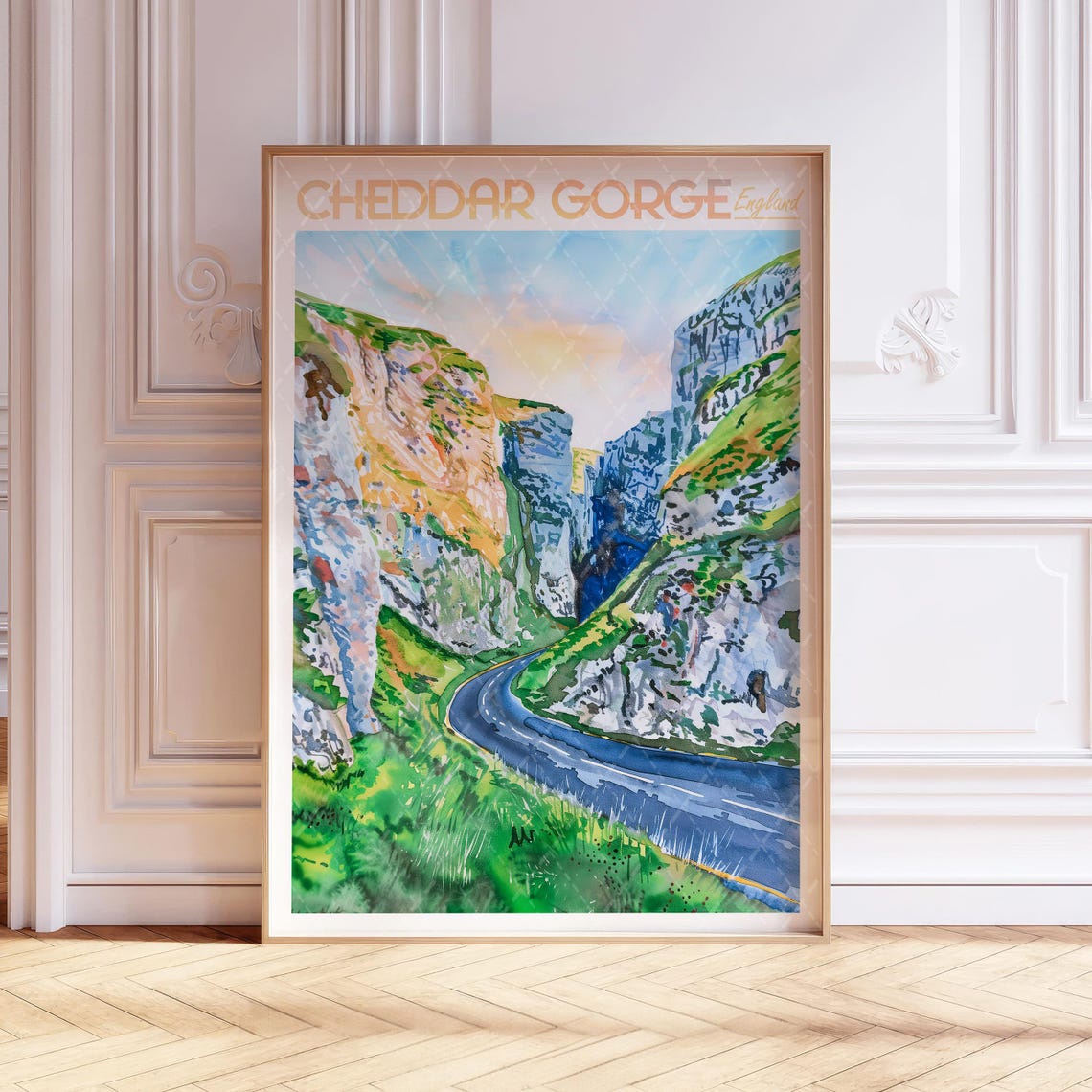 Cheddar Gorge England Vintage Travel Limestone Cliffs Poster