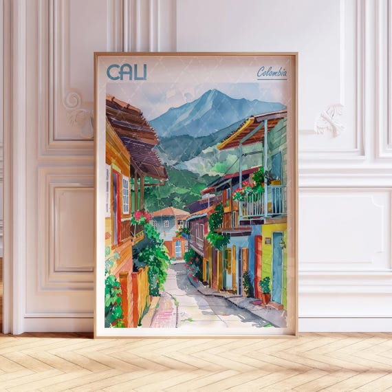 Cali Watercolor Poster World Cities Wall Art South America Travel City Colombia Pastel Colors
