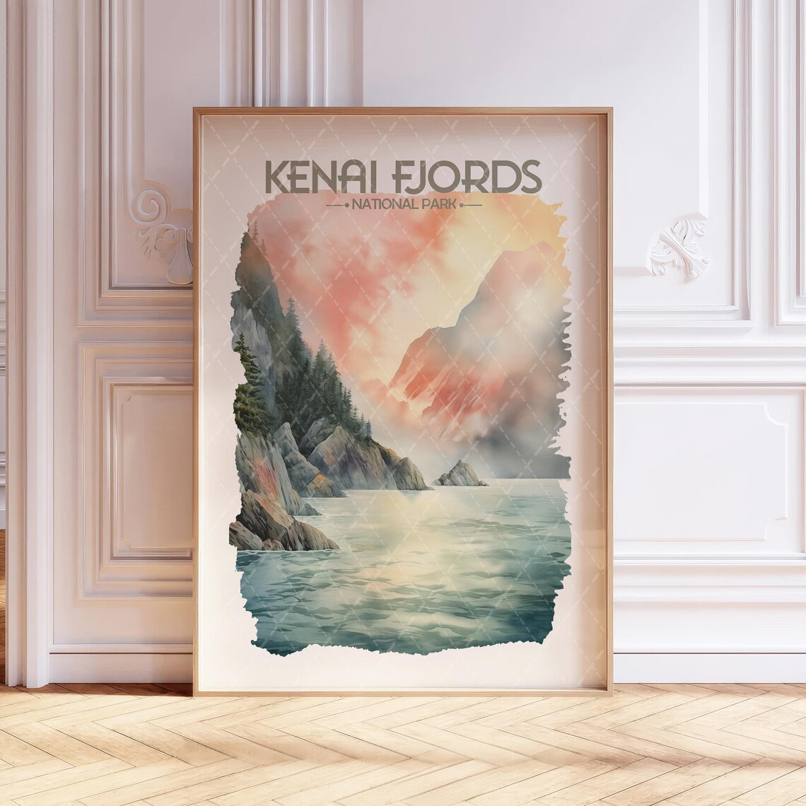 Kenai Fjords National Park Watercolor Travel Poster