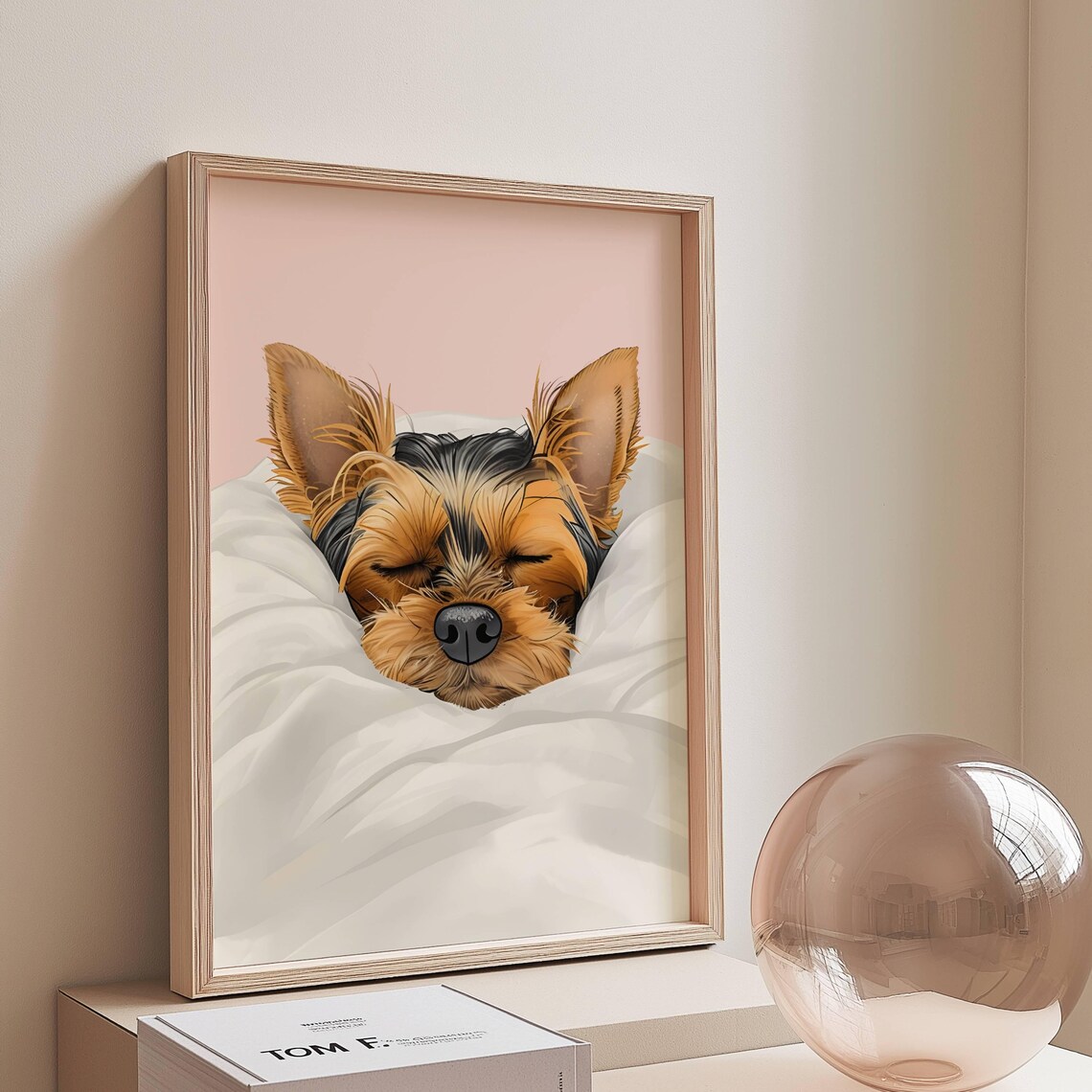 Yorkshire Terrier Art Print, Pink Home Decor