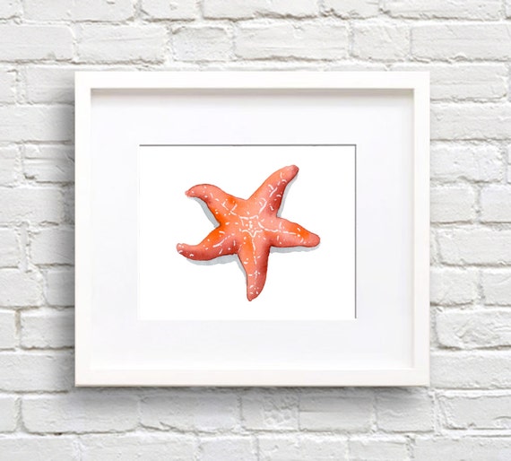 Starfish Art Print Bathroom Art Wall Decor Watercolor Painting