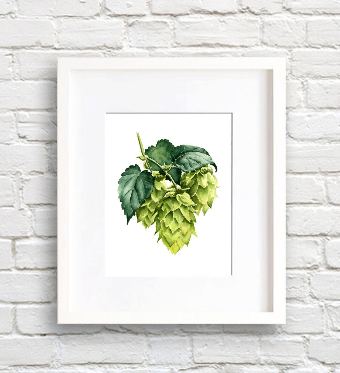 Hops Watercolor Art Print, Kitchen Wall Decor