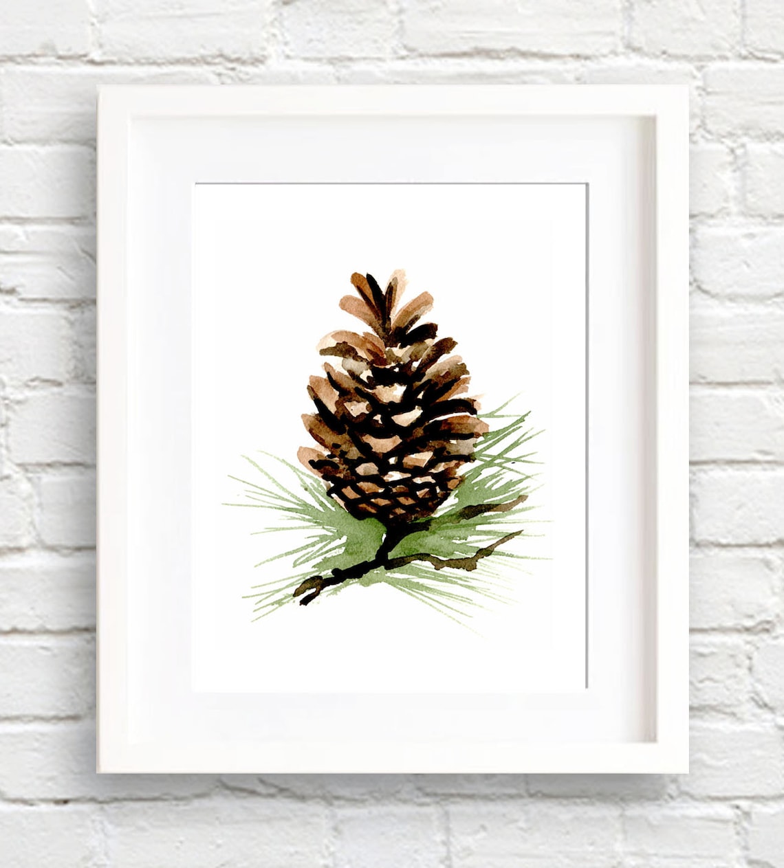 Pinecone Watercolor Art Print, Nature Wall Decor