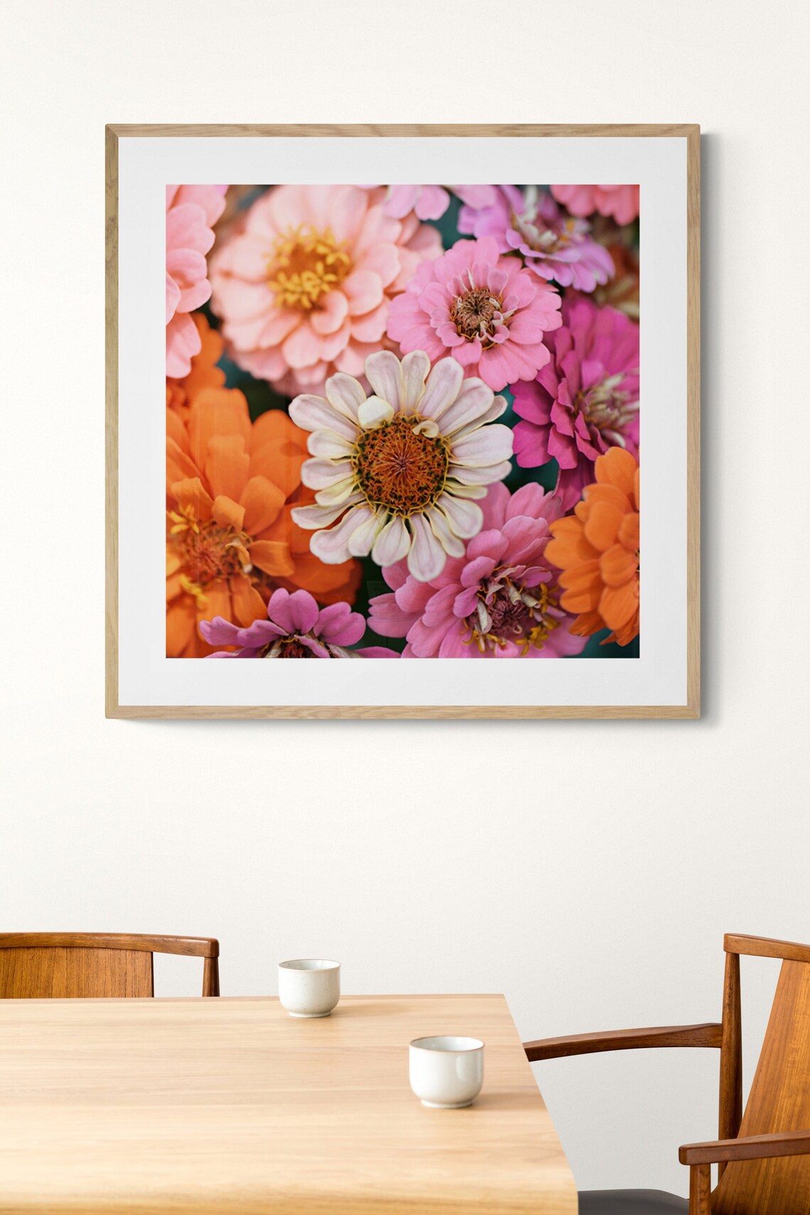 Zinnia Macro Flower Photograph, Botanical Art Print