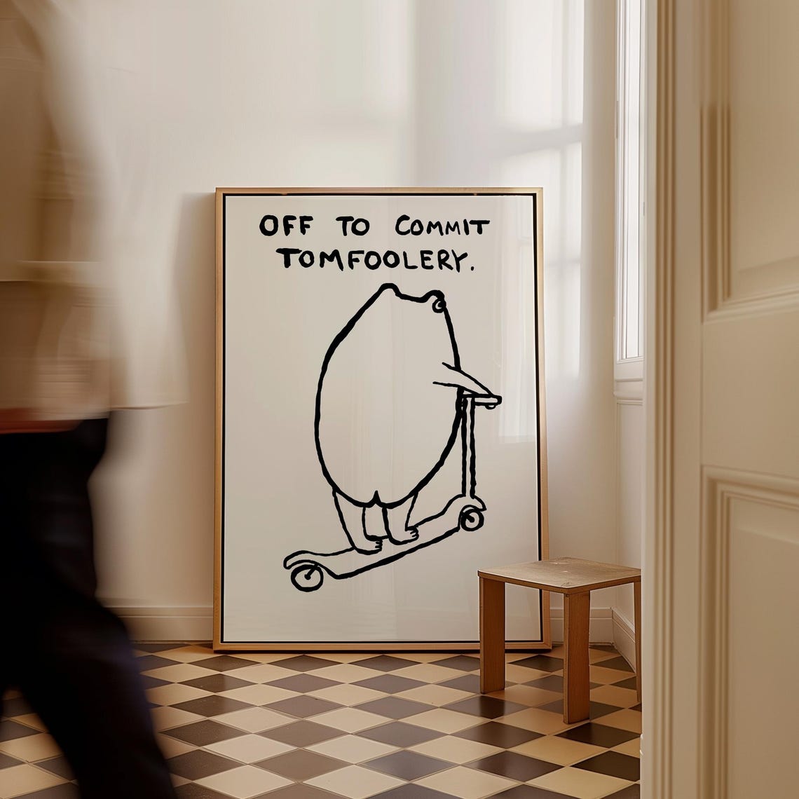 Off To Commit Tomfoolery Frog On Scooter Funny Animal Poster - Image 2