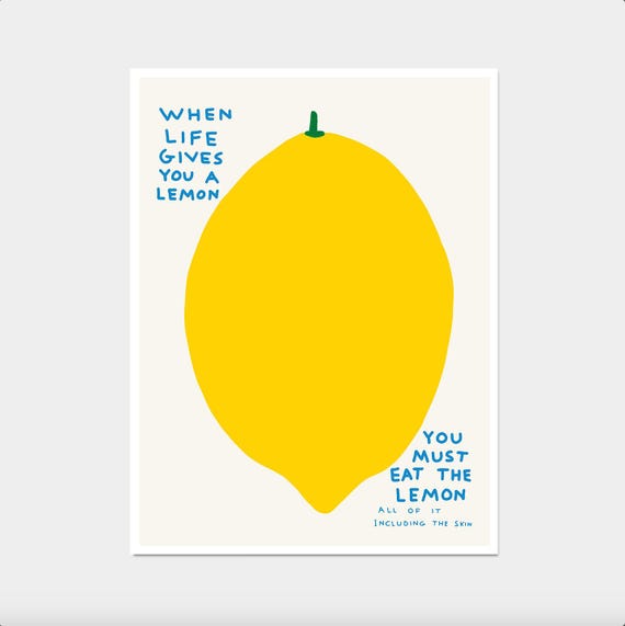 David Shrigley When Life Gives You A Lemon Shrigley Lemon Contemporary Kitchen Wall Art Funny Quotes Wall Art Trending Wall Art Poster