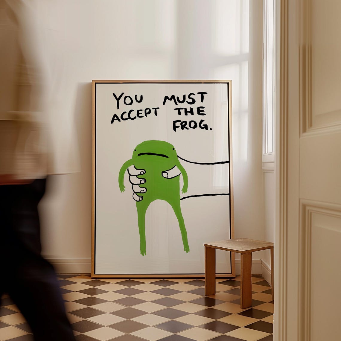 You Must Accept The Frog Green Frog Held By Hand Funny Poster - Image 2