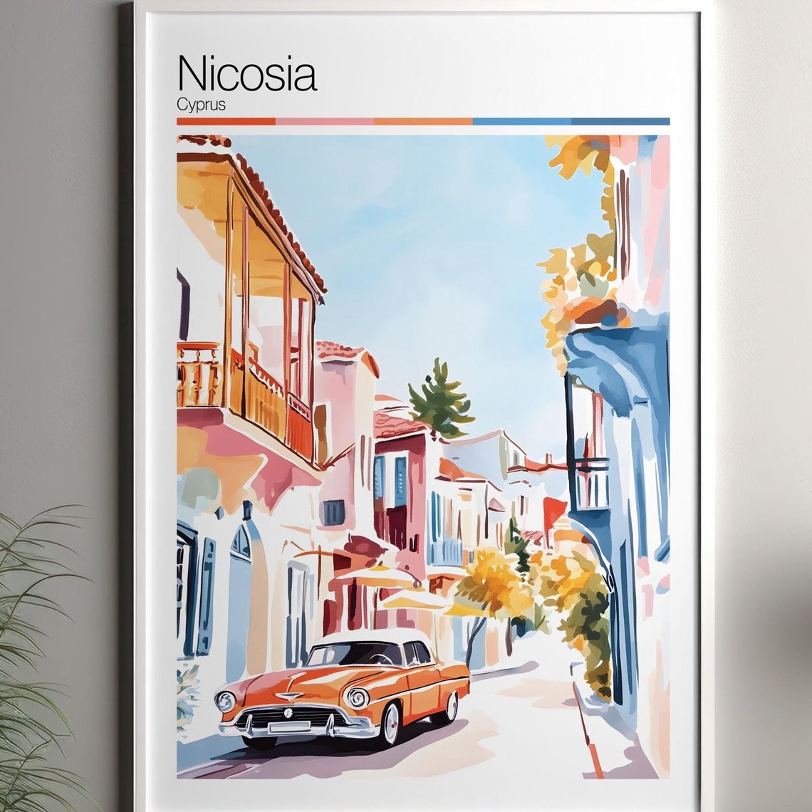 Nicosia Print Soft Colors Travel Poster Colourful Wall Art Cyprus City Decor For